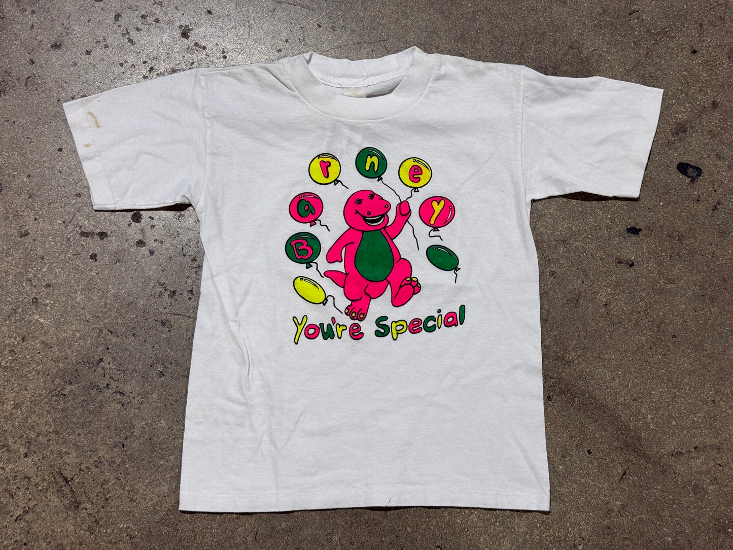 Womens 90s Barney You're Special Tee - White Size Medium