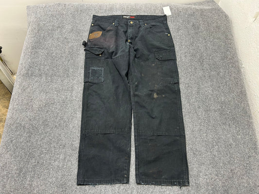 Wrangler Riggs Workwear Double Knee Cargo Pants - Black Size 38 x 30