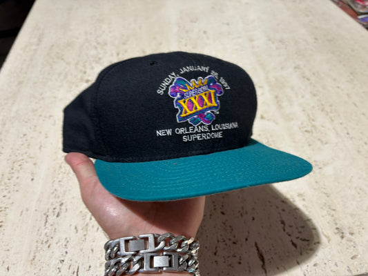 1997 Super Bowl XXXI Hat - Black/Teal