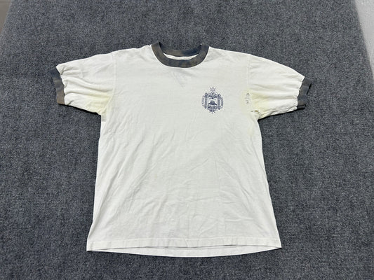 Thrashed US Naval Academy Ringer Tee - White/Grey size Medium