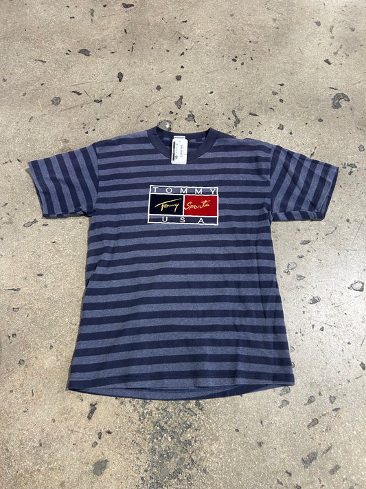 Tommy Hilfiger Stripped Tee - Navy Size Large