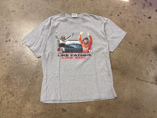 Dale Earnhardt Sr & Jr Like Father Like Soon Tee - Grey Size XXL