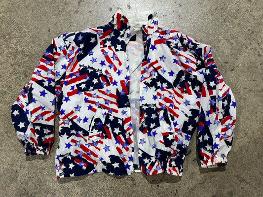 Liz Sport Flag Jacket - White/Red/Blue Size Medium