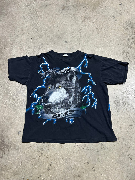 USA. Thunder Wolf Tee - Black Size XL