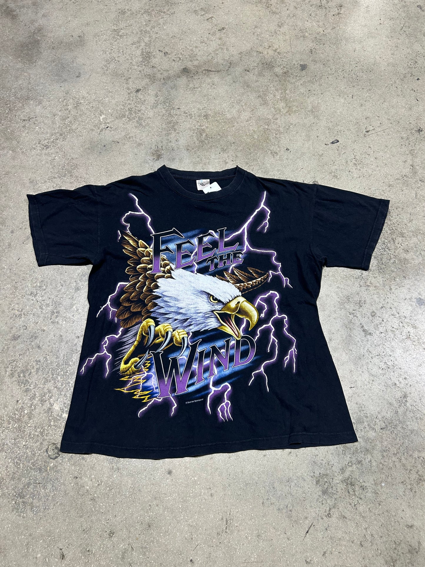 USA Thunder FEEL THE WIND Tee - Black Size XL