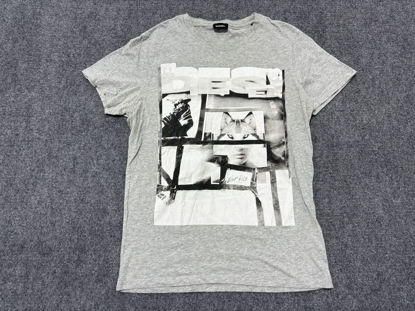 Diesel Wolf Rule Tee - Grey Size Small