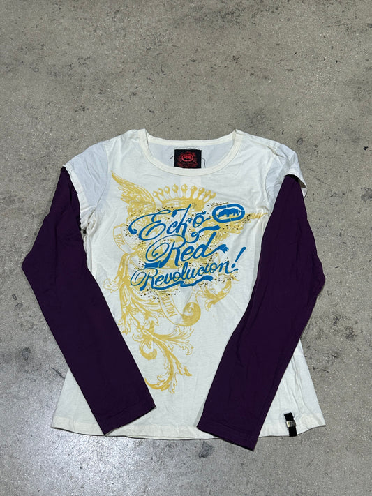 Women's Ecko L/S Top - Cream/Purple Size XL