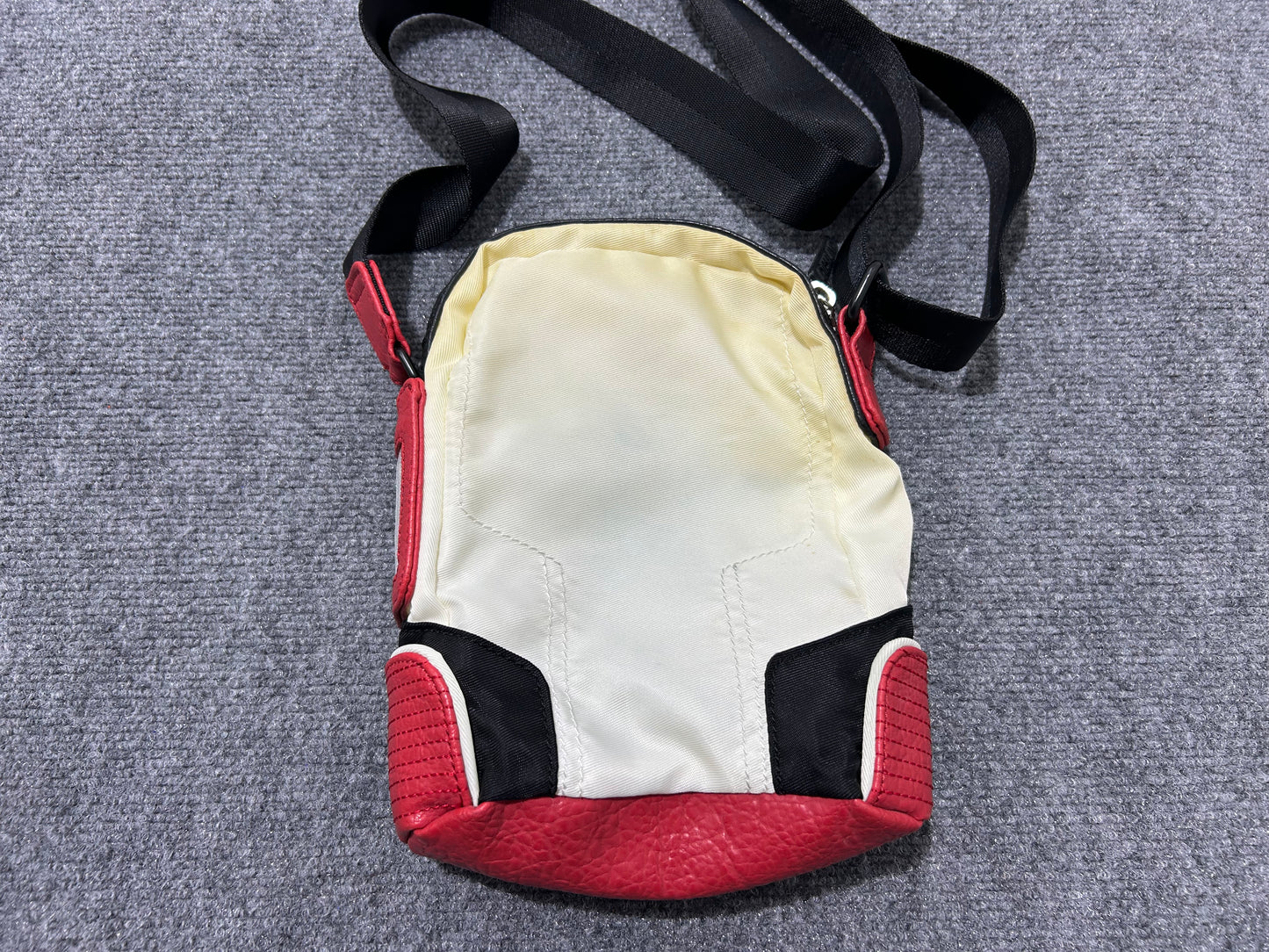 Diesel Leather Panel Moto Side Bag - White/Red/Black