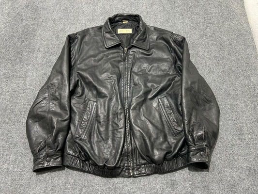 Heavy St Johns Bay Leather Jacket - Black Size XL(con)