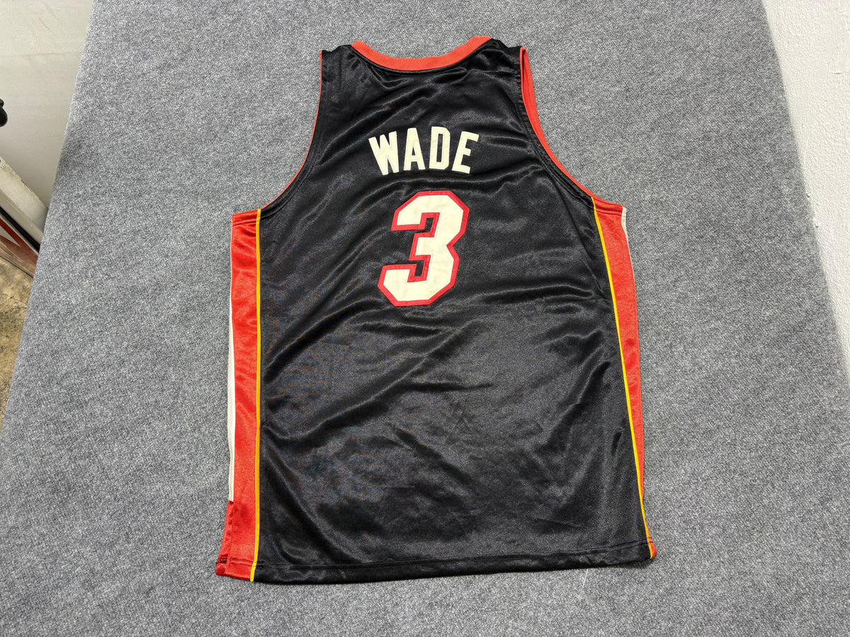 Reebok Miami Heat #3 Wade Authentic Jersey - Black Size 48/XL