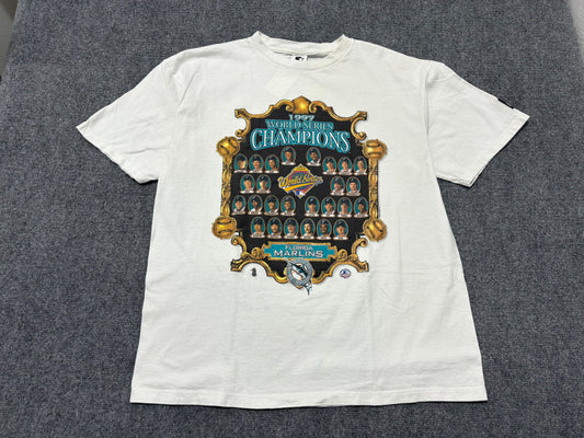 1997 Florida Marlins World Series Roster Tee - White Size Large