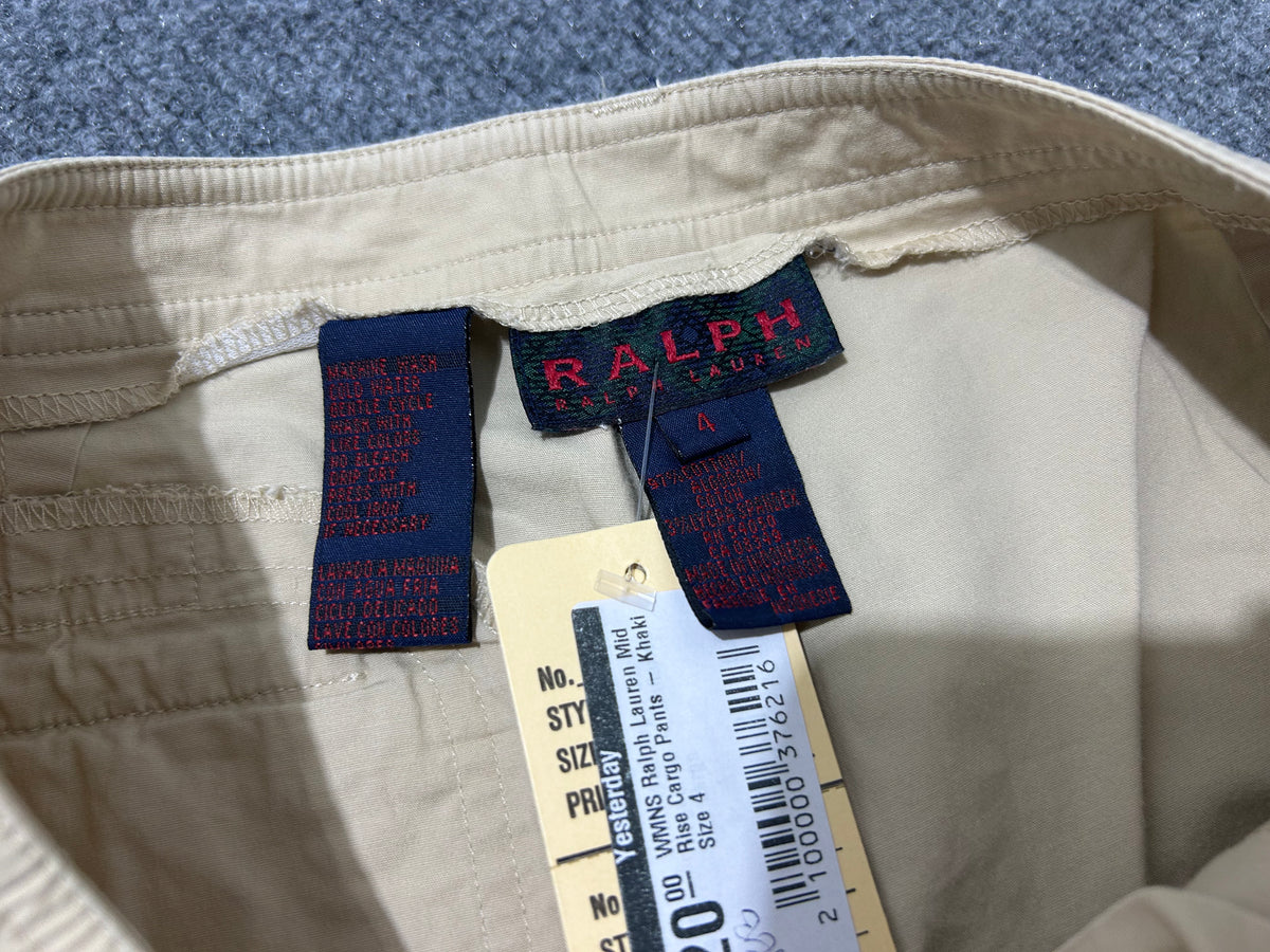 WMNS Ralph Lauren Mid Rise Cargo Pants - Khaki Size 4