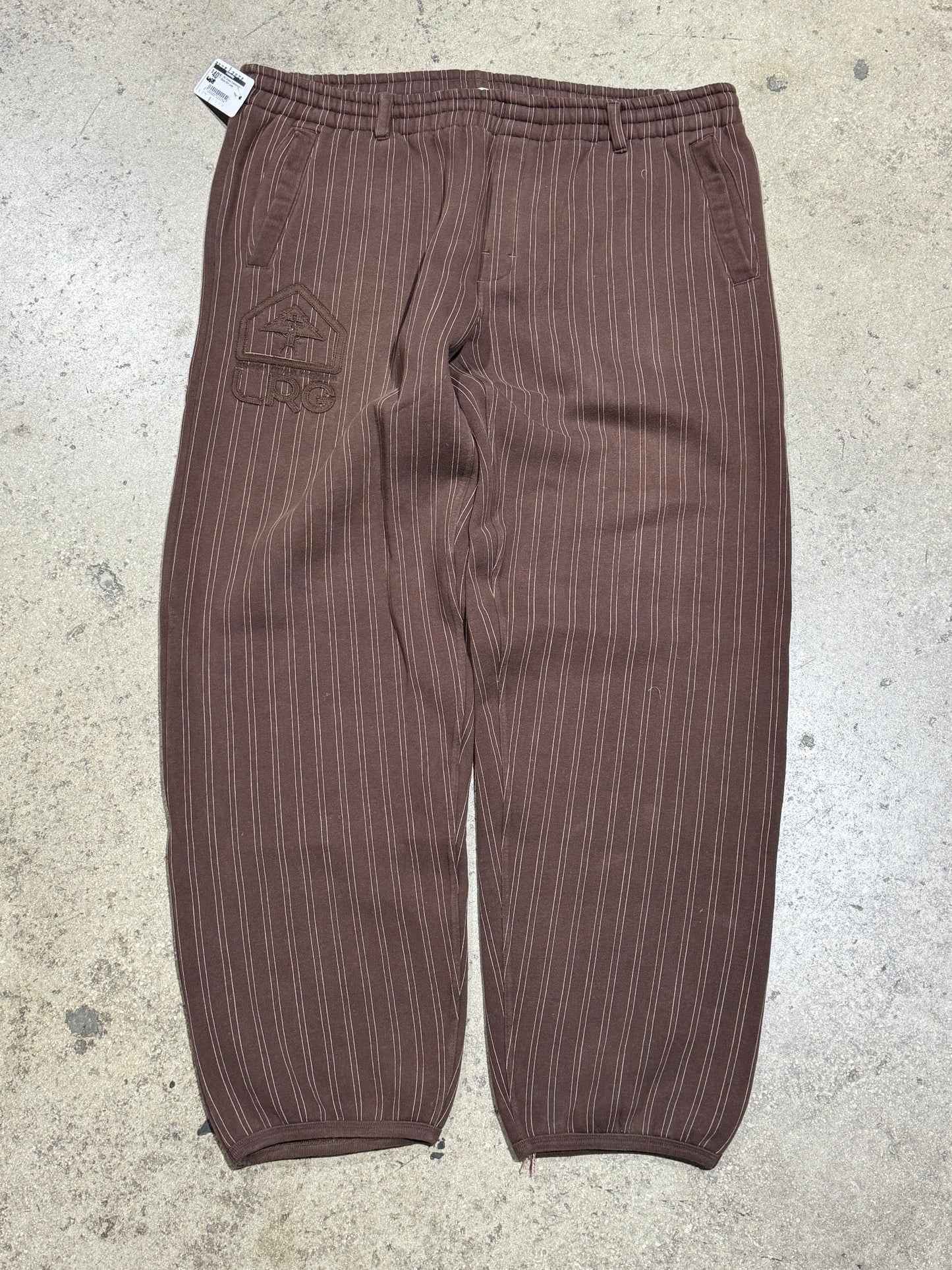 LRG Striped Sweatpants - Brown Size Large