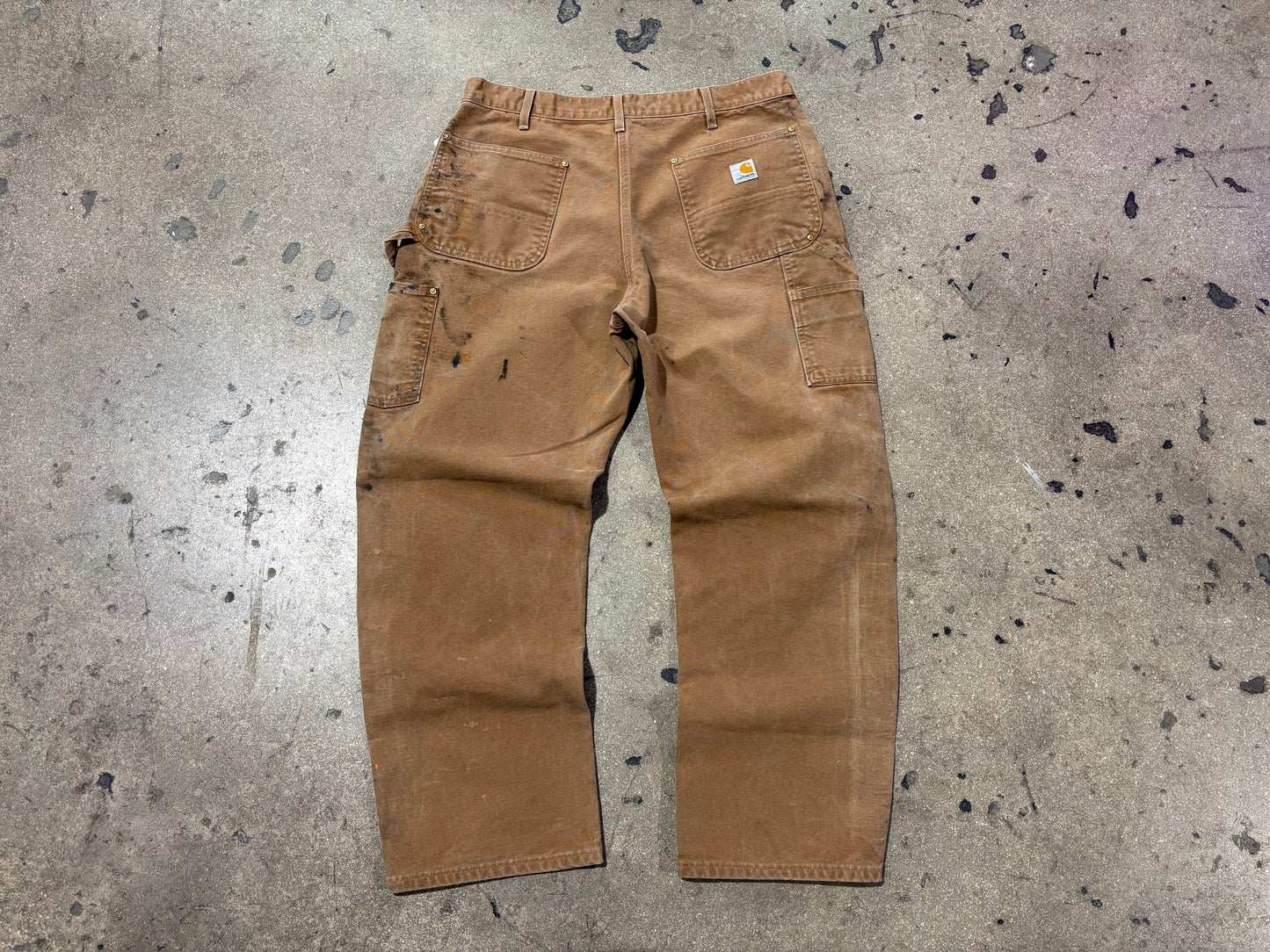 Distressed/ Thrashed Carhartt Double Knee Pants - Khaki Size 34 x 29
