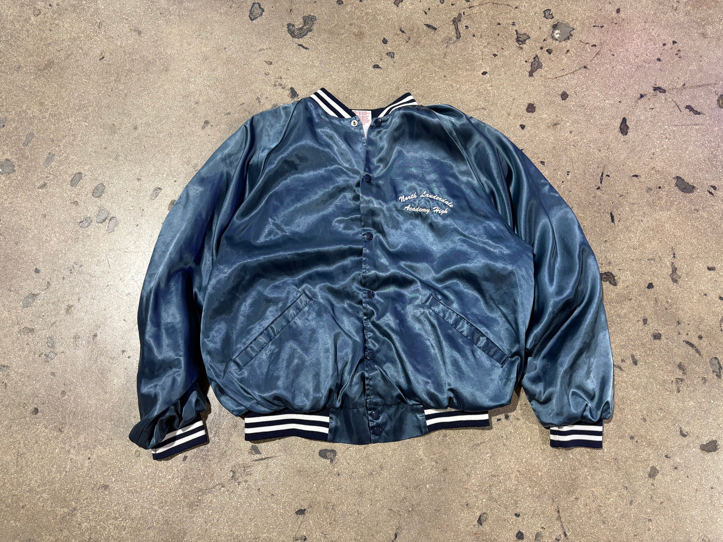 North Lauderdale Academy High Satin Jacket - Navy Size XXL