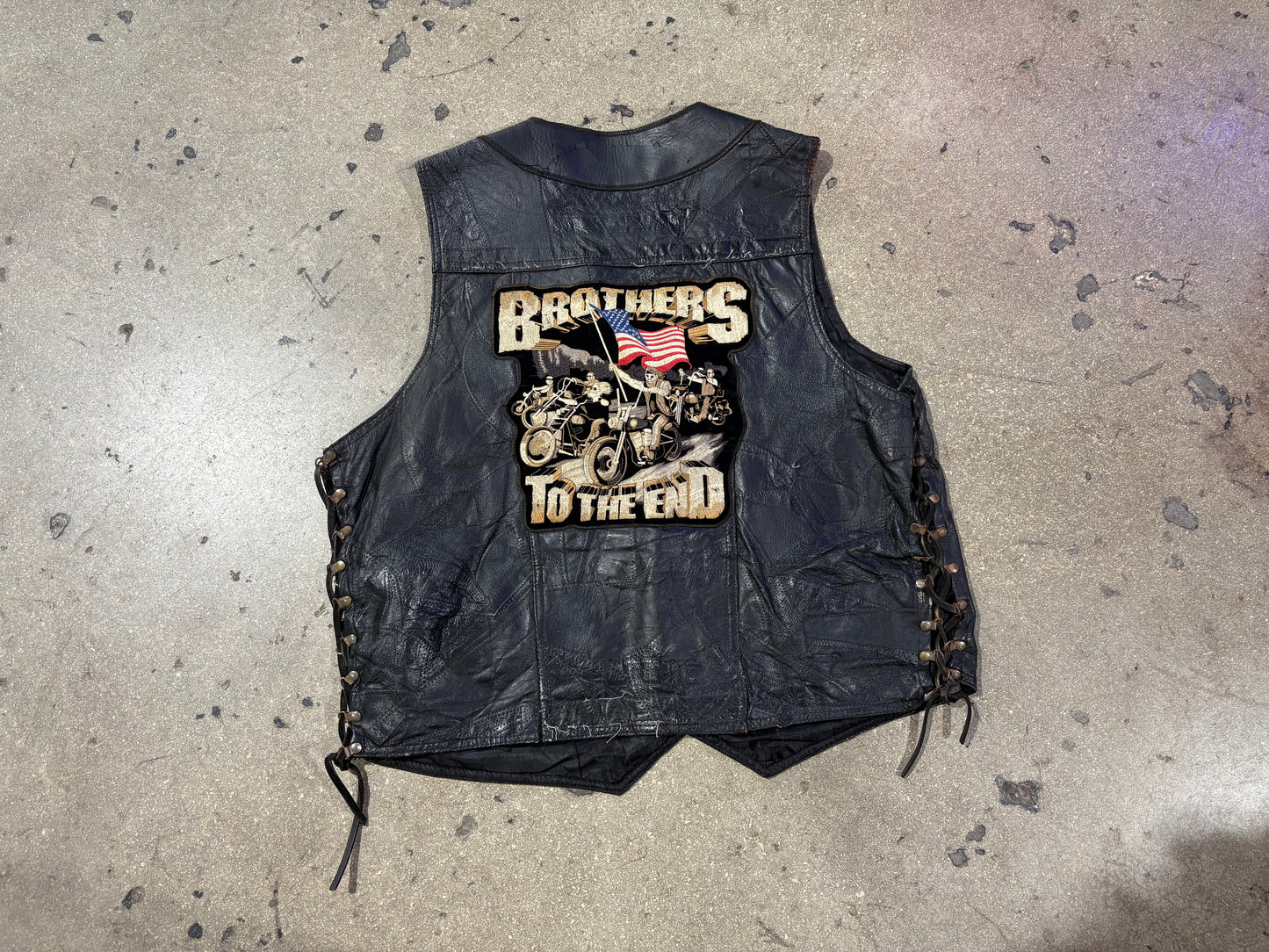 Leather Brothers Til The End Biker Vest - Black Size XXL