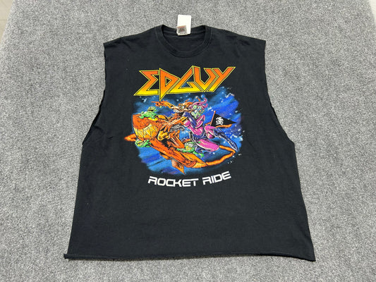 Cutoff Sleeveless 2006 Edguy Rocket Ride Tour Tee - Black Size XL