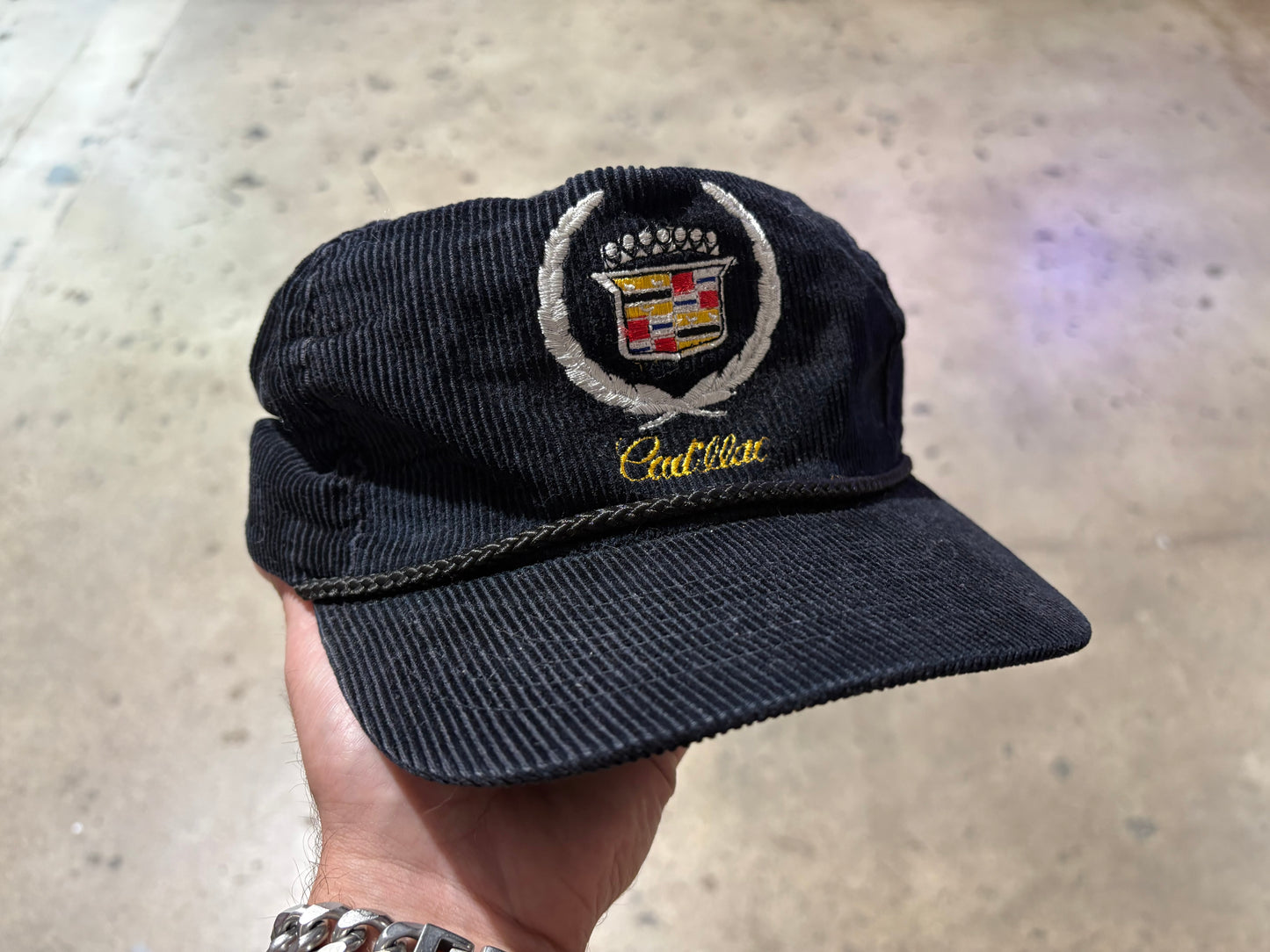Cadillac Corduroy Snapback Hat - Black