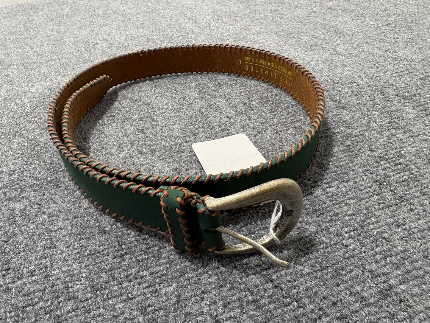 Whipstitch Leather Belt - Green