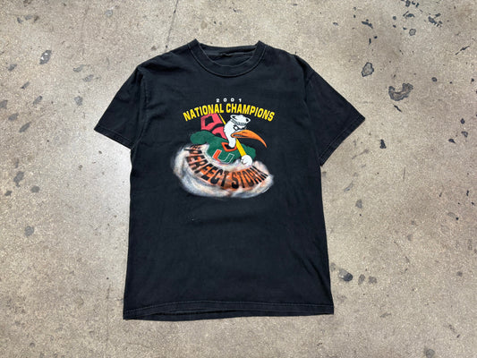 2001 Miami Hurricanes Perfect Storm Tee - Black Size Large