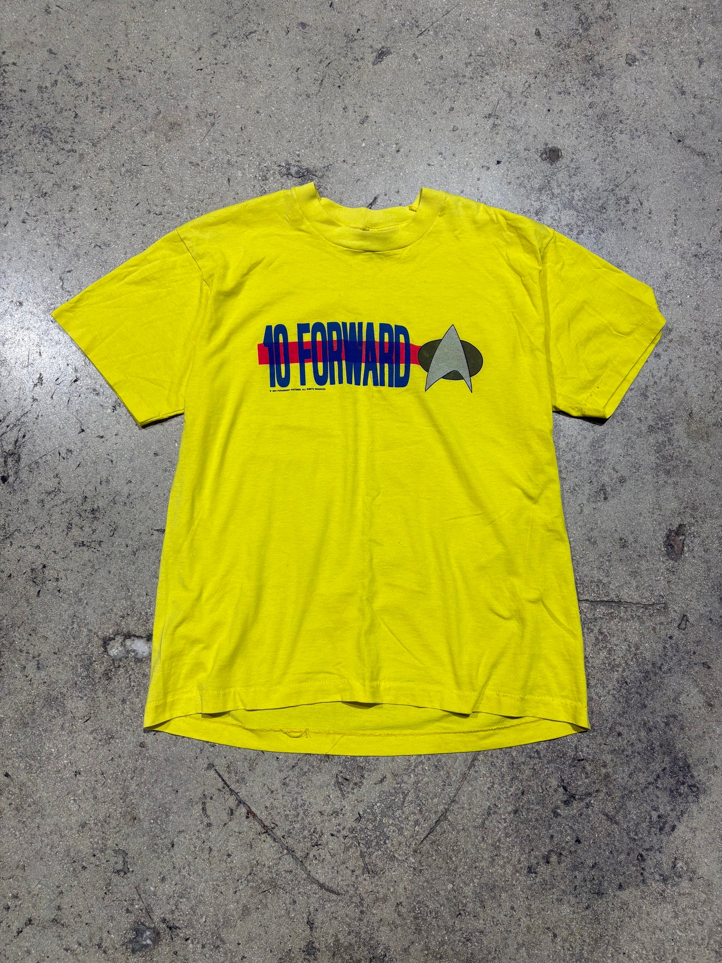 1991 Star Trek 10 Forward Tee - Yellow Size XL (22.5x27)