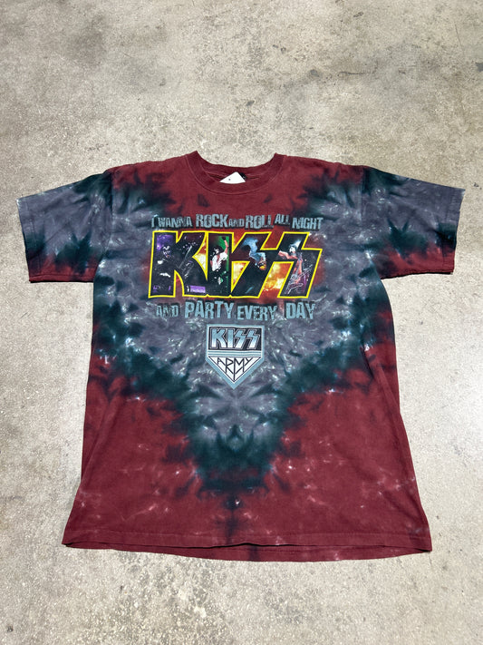 I Wanna Rock And Roll KISS Tee - Red Tye Dye L
