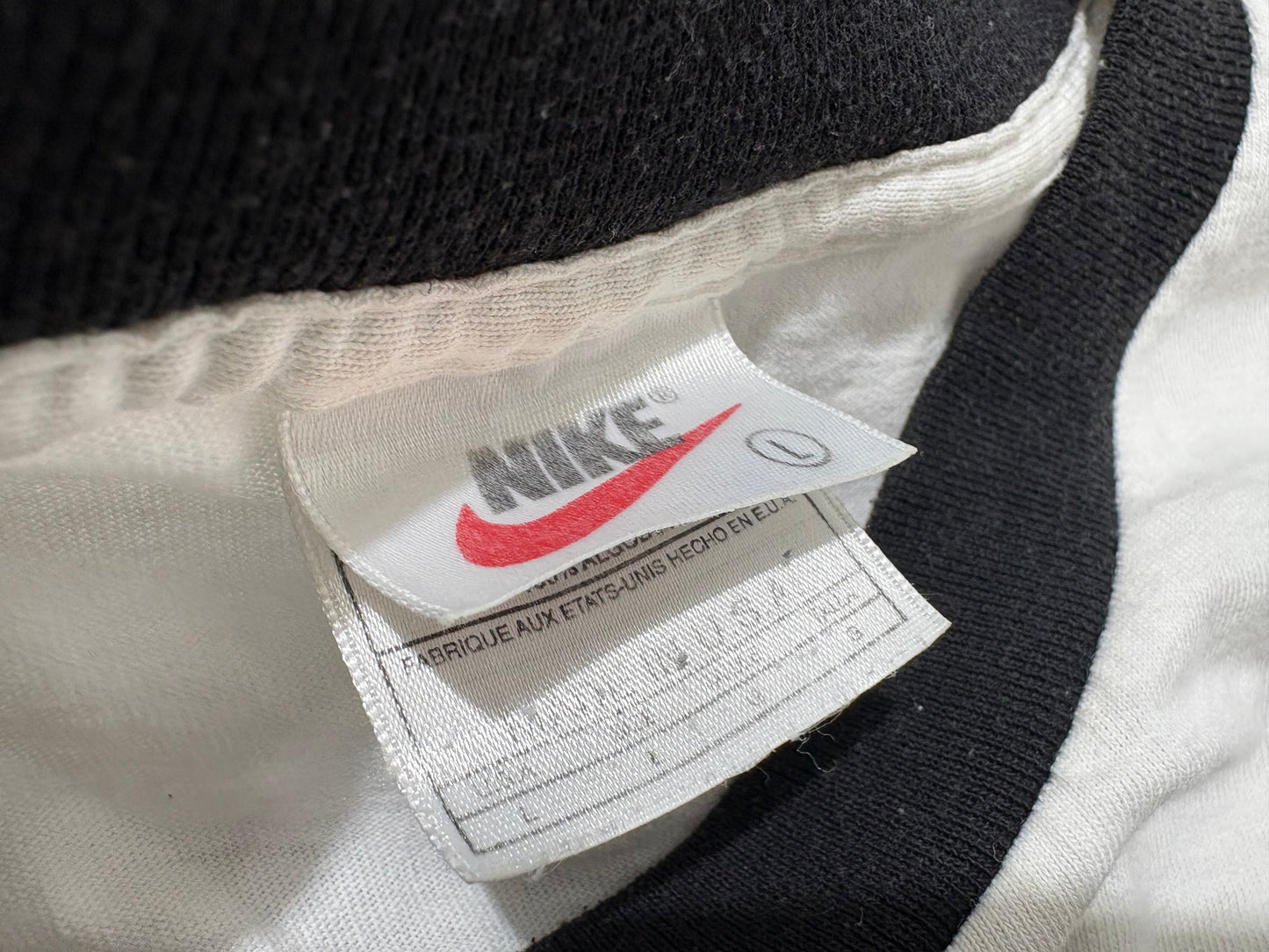 90s Nike Center Striped Ringer Tee - White Size Large