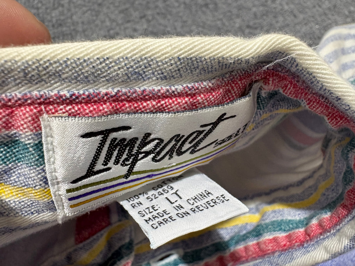 Impact Striped Button Up Shirt - Multicolor Size Large
