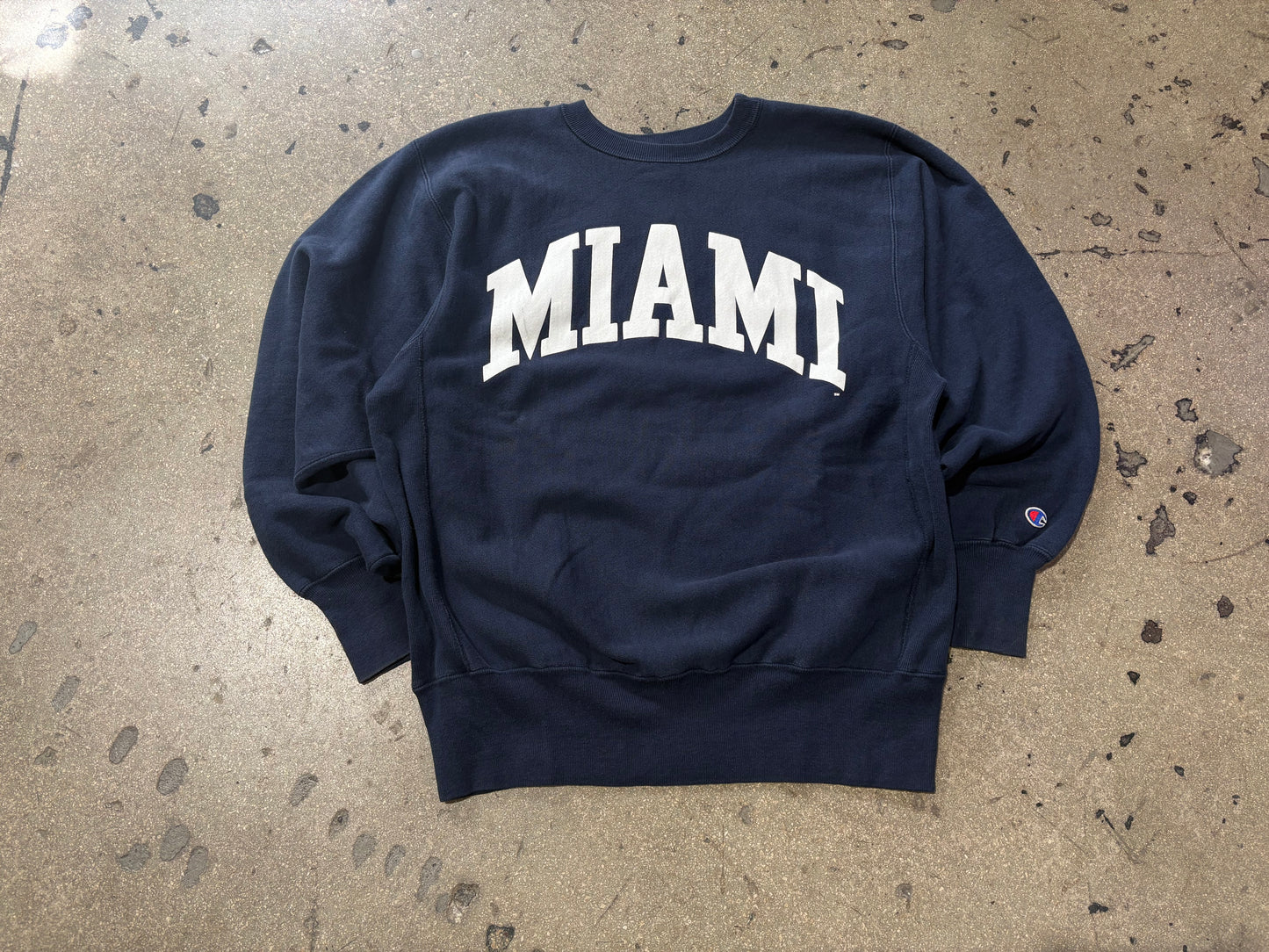 Champion Reverse Weave University Of Miami UM Crewneck - Navy Size Large