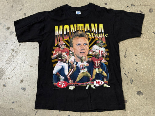 1995 Salem Joe Montana Rap Style Tee - Black Size Large