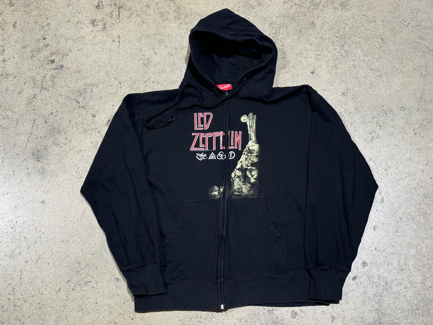 2007 Led Zeppelin Zip Up Hoodie - Black Size Medium