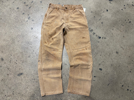 Distressed Carhartt Carpenter Pants - Faded Dark Khaki Size 32x32