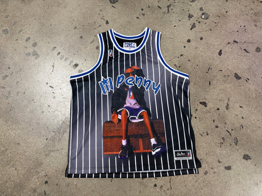 Postgame Lil Penny Hardaway Pinstripe Basketball Jersey - Black Size 3XL