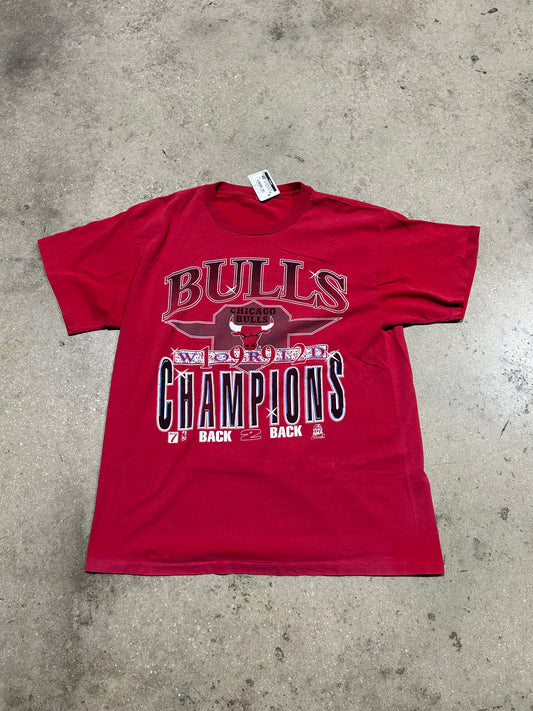 1992 Chicago Bulls Back 2 Back NBA Championship Tee - Red Size XL