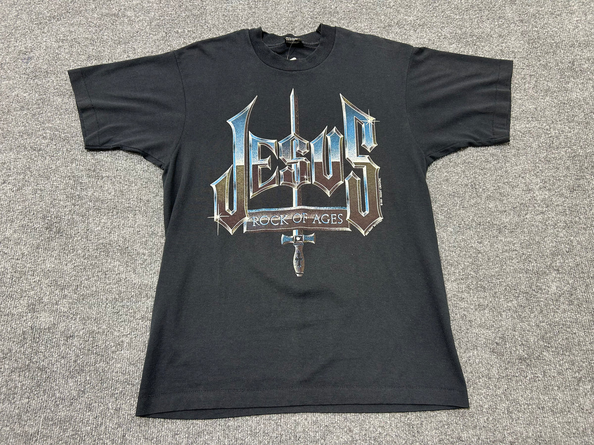 1991 Jesus Rock Of Ages Tee - Black size XL