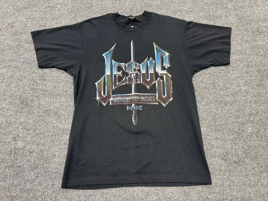 1991 Jesus Rock Of Ages Tee - Black size XL