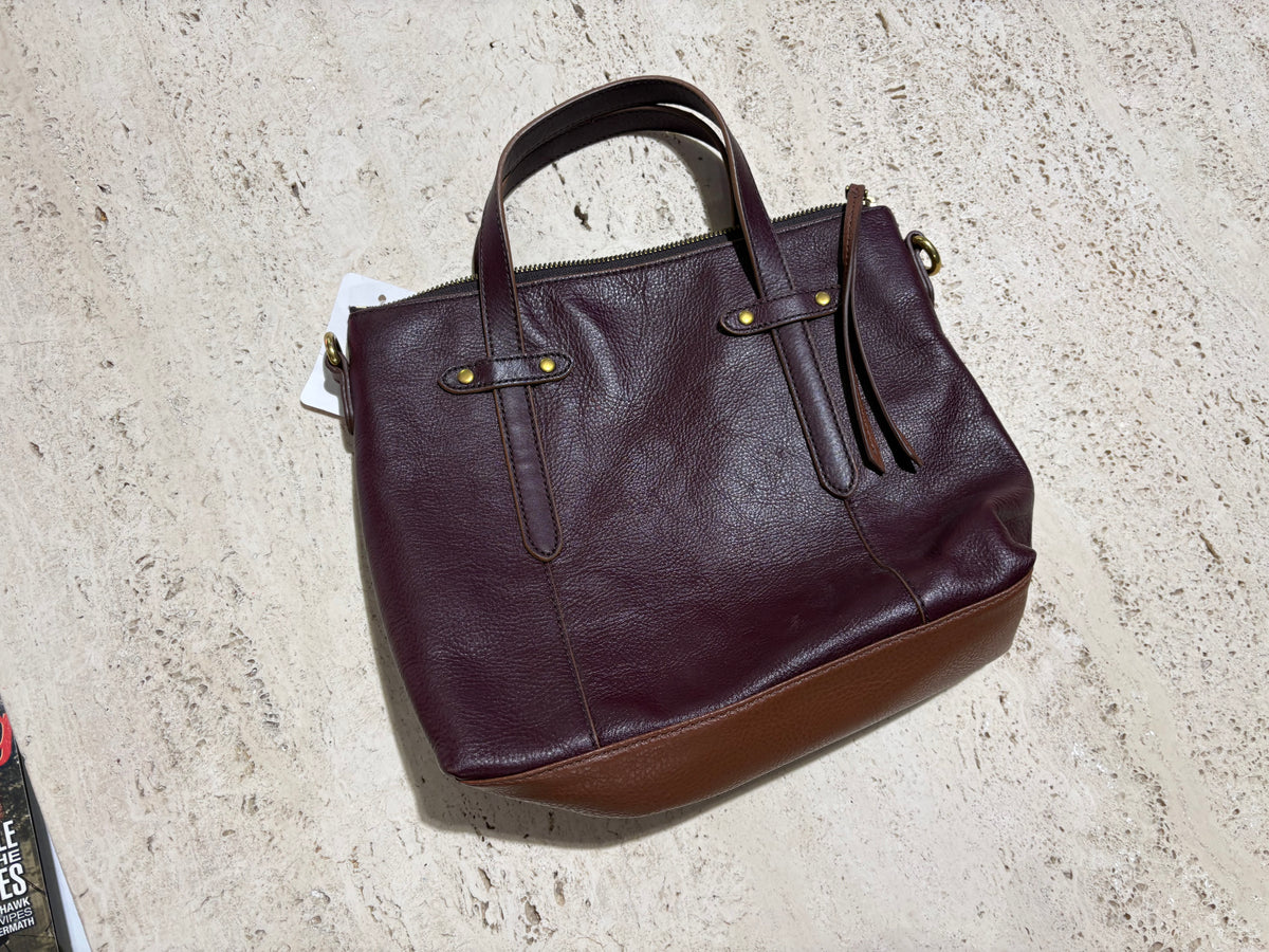 Fossil Felicity Leather Satchel Bag - Maroon