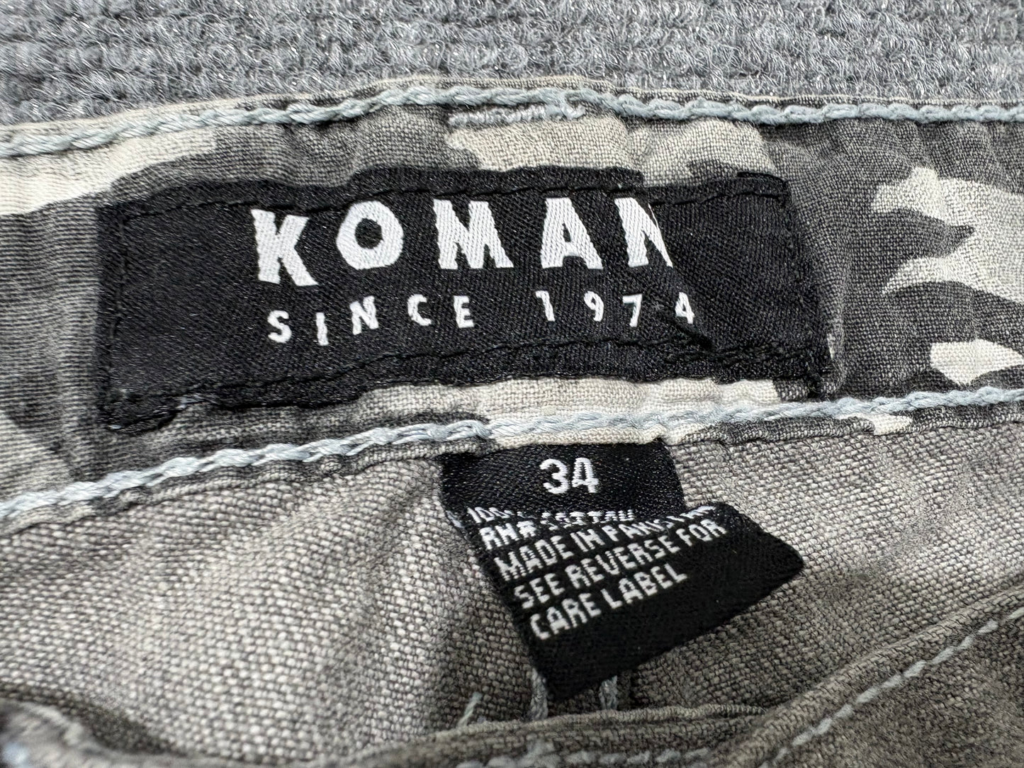 Koman Distressed Baggy Jean Shorts - Grey Size 34