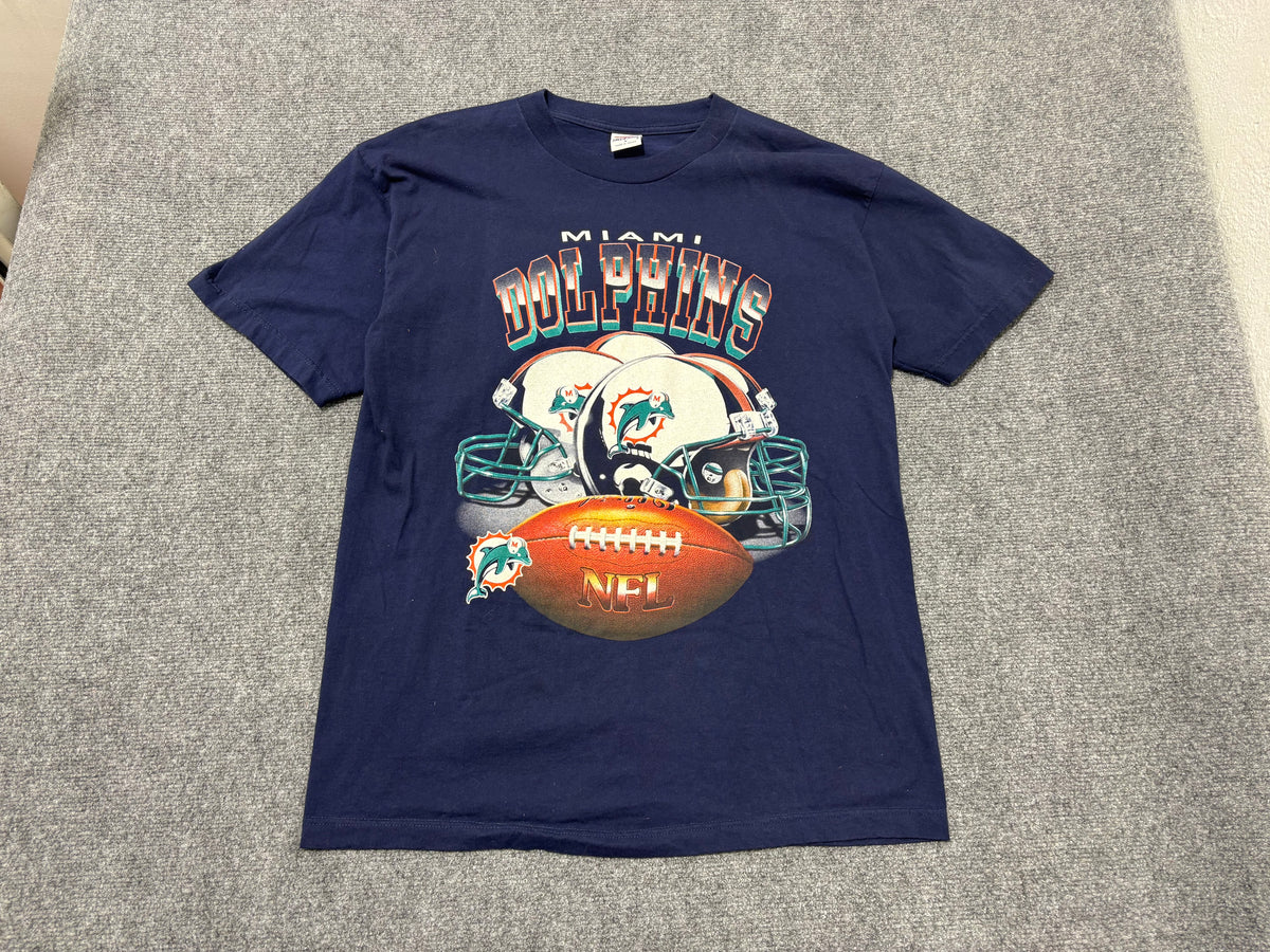 Miami Dolphins Helmet Stack Tee - Navy Size Large