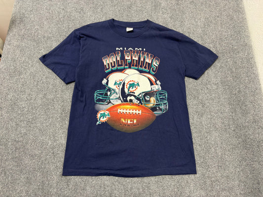 Miami Dolphins Helmet Stack Tee - Navy Size Large