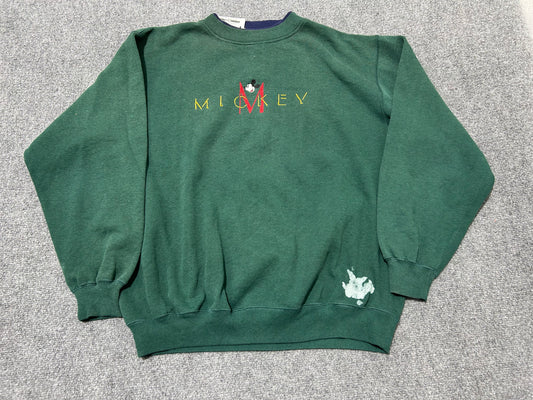 Mickey Mouse Crewneck - Green/Navy Size XL