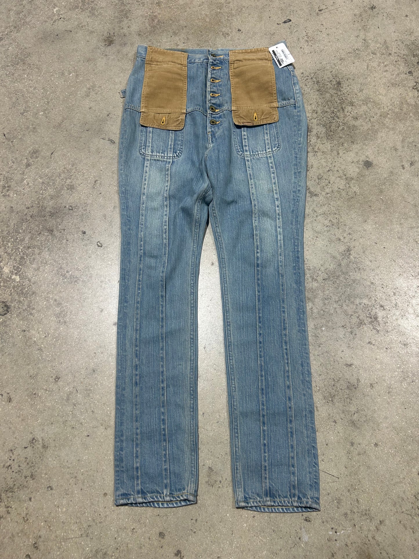 Kapital Farmer Cord. Jeans - Blue/Brown Size 33(con)