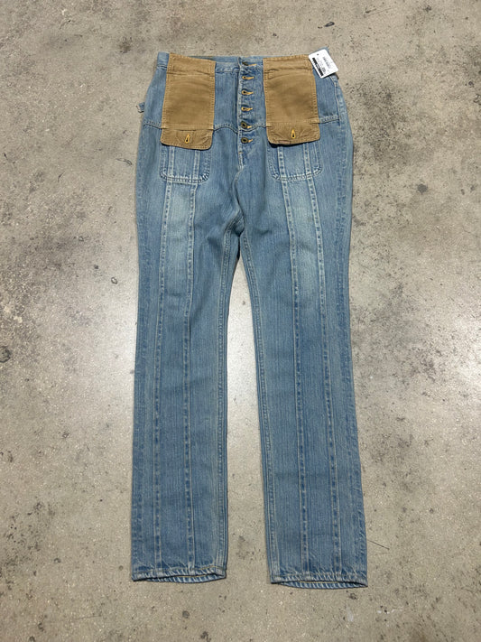Kapital Farmer Cord. Jeans - Blue/Brown Size 33(con)