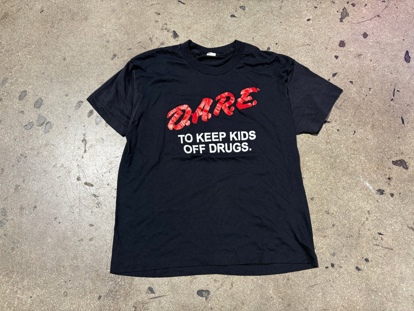 80s DARE to Keep Kids Off Drugs Tee - Black Size Large