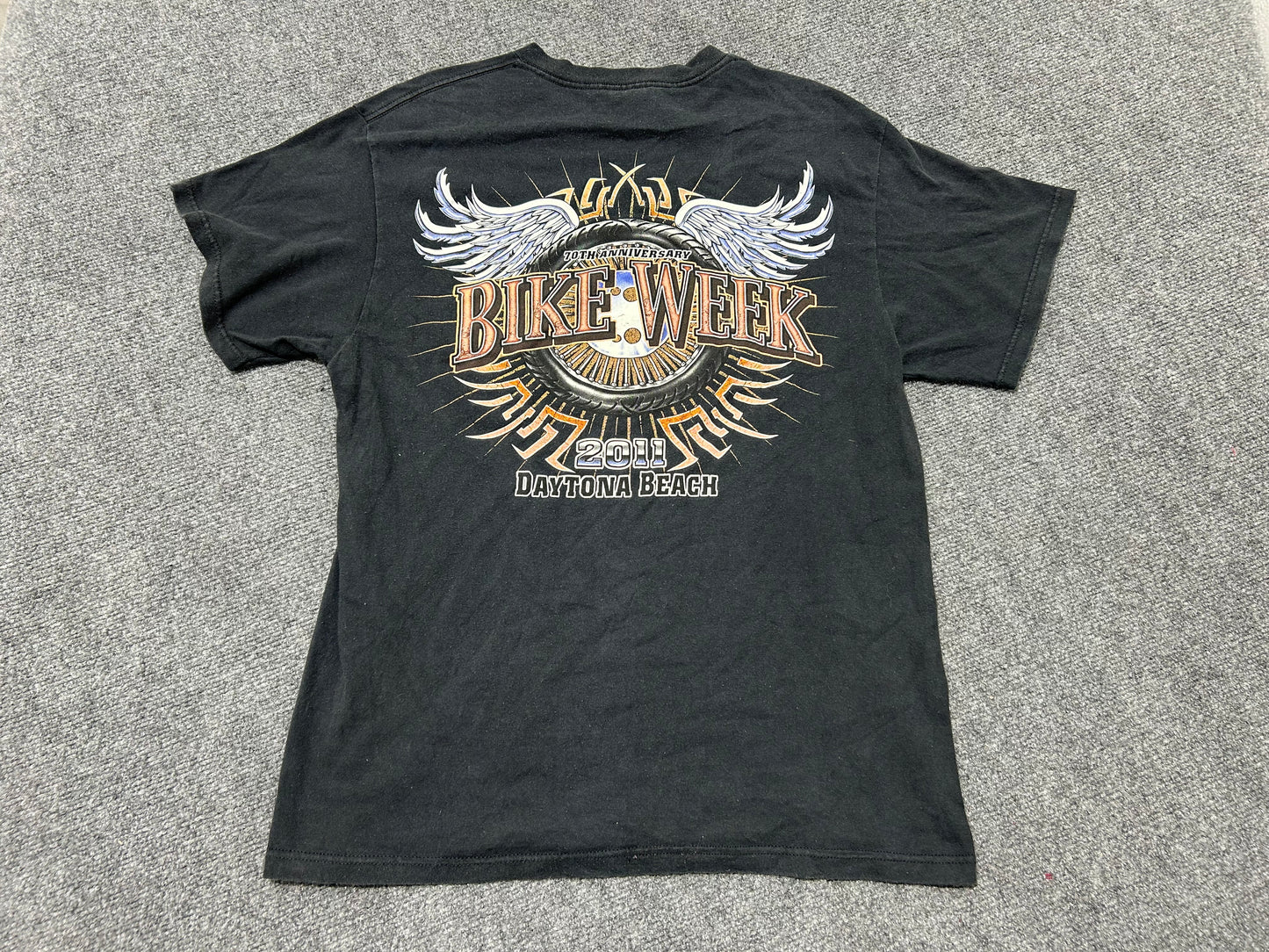 2011 Daytona Beach Bike Week With Wings Tee - Black Size Large