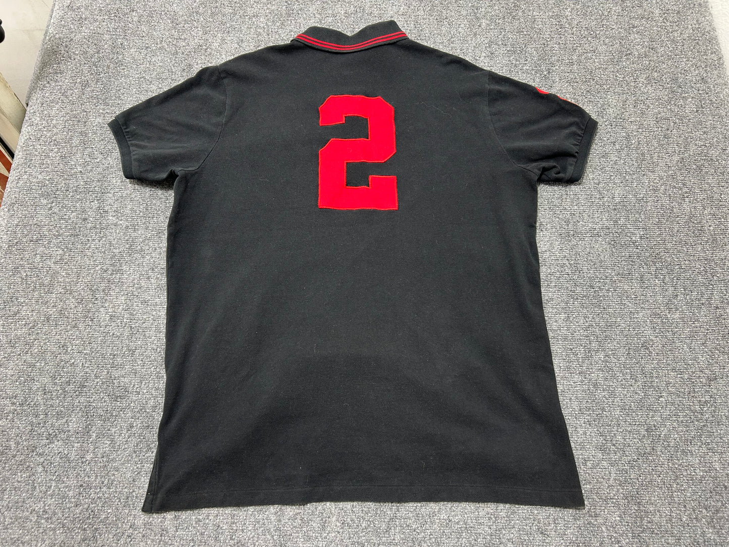 Ralph Lauren Big Strip #2 Polo Shirt - Black/Red Size XL