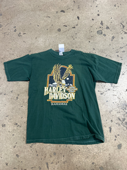 90s Harley Davidson Bahamas Tee - Green Size XL (22x27)