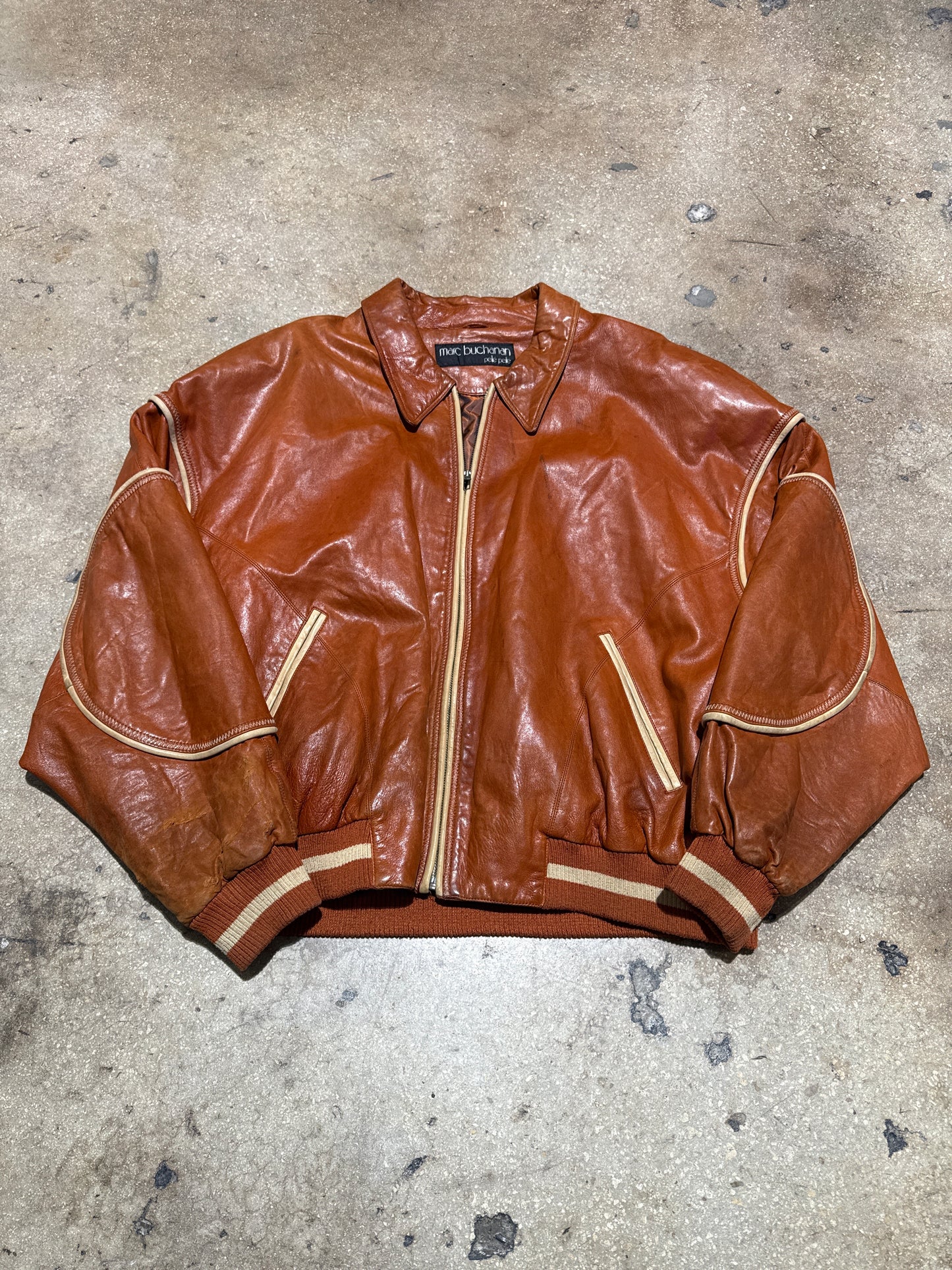 Pelle Pelle Baseball Champions Soda Club Jacket - Butta Pecan Size 46/XL