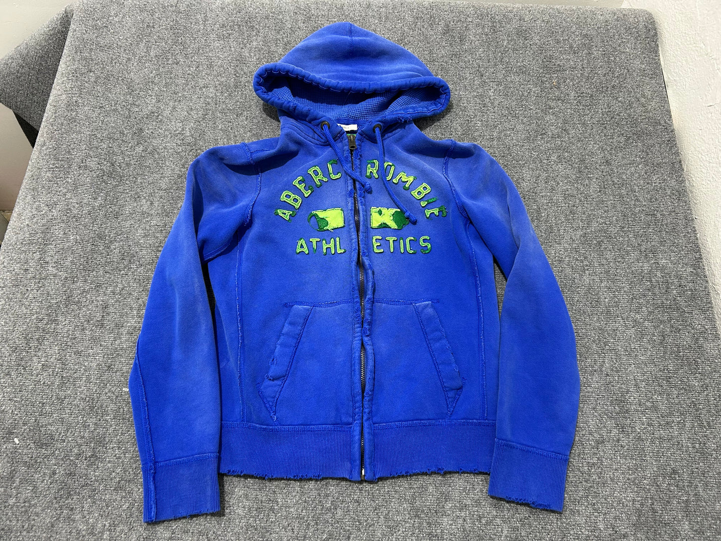 Abercrombie Zip Up Hoodie - Faded Blue Size Medium