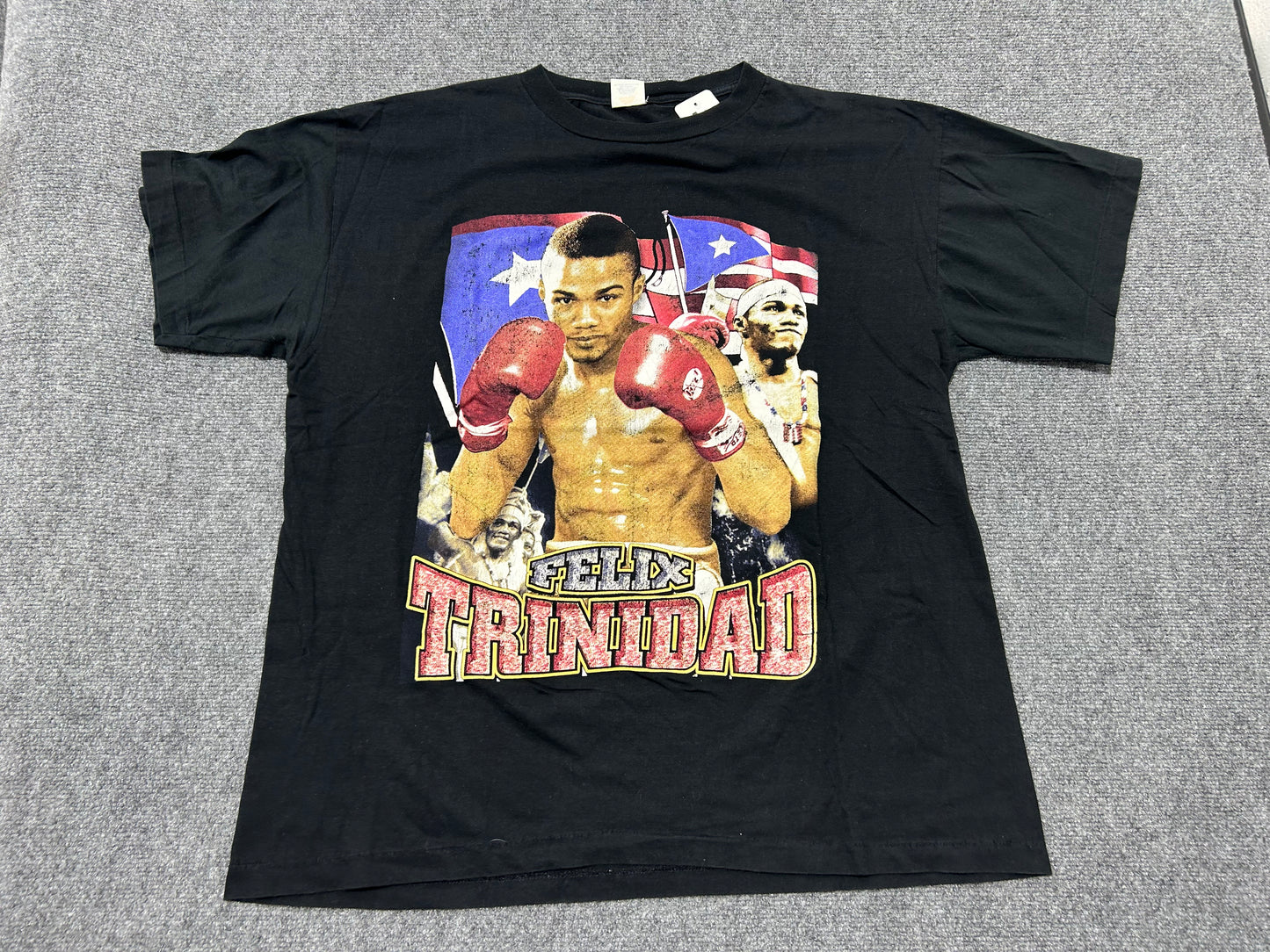 90s Felix Trinidad IBF Welterweight Champion Boxing Rap Tee - Black Size XL